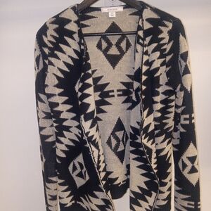 Adam Levine Collection Black & Cream Aztec Open-Front Cardigan